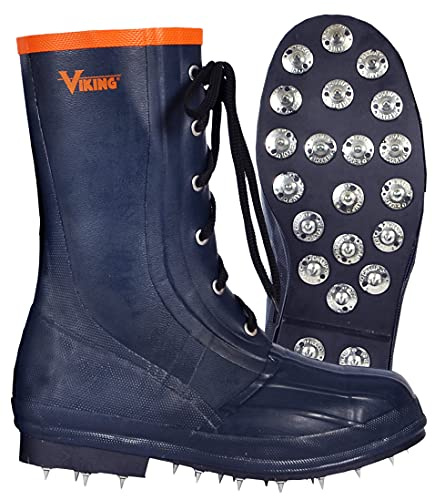 Viking Men's Spiked Forester Caulked Soft Toe Rubber Work Boots, Black/Orange - 10 M