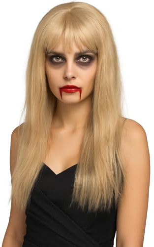 WOMEN'S LADIES LONG STRAIGHT WIG FANCY DRESS COSPLAY WIGS POP PARTY COSTUME (Blonde/Gold)