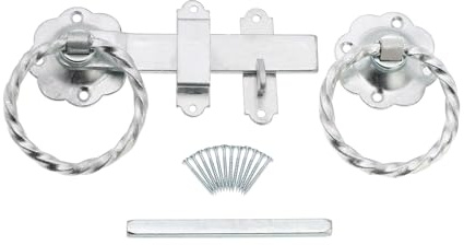 Infinity Decor kraftig epoxi svart/zink 150 mm vriden ring grindspärr set perfekt för trägrind, trädgårdsgrind, skjul, ladugårdar, garageportar (zinkpläterad)