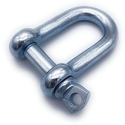 10 Stk. Ø 5 mm Schäkel gerade Form | EINGEPRÄGTE Tragfähigkeit (WLL): 80kg | Stahl galvanisch verzinkt | Baumarkt Schäkel | Größe Wählbar [5-16mm] | (Ø5,10x)