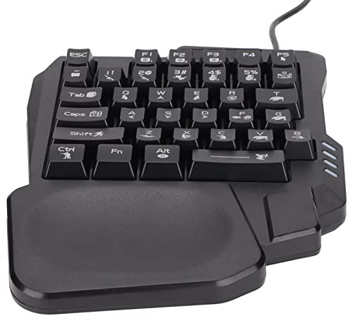 LISND One Handed Gaming Keyboard, Three Colors Backlight Anti Slip Design 35 Keys Gaming Keyboard for Mobile Games for Computer