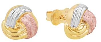 Amor Ohrstecker Damen Ohrschmuck, 0,9 cm, Tricolor, Kommt in Schmuck Geschenk Box, 2013424