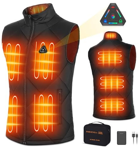 Foiueyga Heated Gilet for Men Winter Outdoor - Electric DC 7.4V Heating Vest Lightweight Heated Gilet with 10000mAh Power Pack