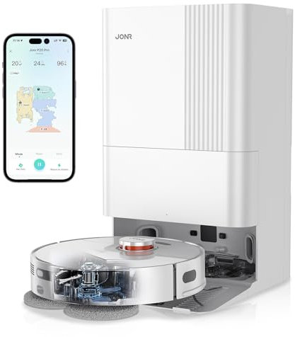 JONR P20 Pro Saugroboter mit Wischfunktion und Hubmop, 8000Pa All-in-One Reinigungsstation, Hindernisvermeidung, Adaptive Kantenreinigung, Heißlufttrocknung