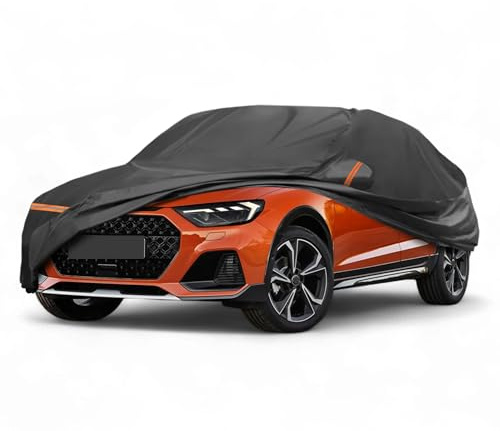 A ABSOPRO Copertura Auto per Audi A1 2010-2023 PEVA Spunlace Cotone Esterno Copertura Auto Completa Tutte Impermeabile Antivento Sole Pioggia Neve Protezione con Zipper Porta Passeggero Nero