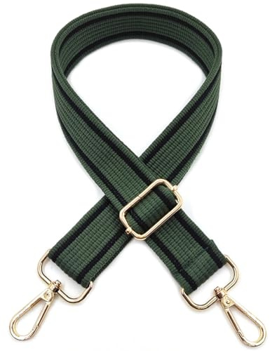 Justerbar väskrem för ombyte, bred axelrem för väskor kvinnor, 3,8 cm väskrem med karbinhake guld, axelrem för kvinnor modern crossbody, handväska, djupgrön svart 109