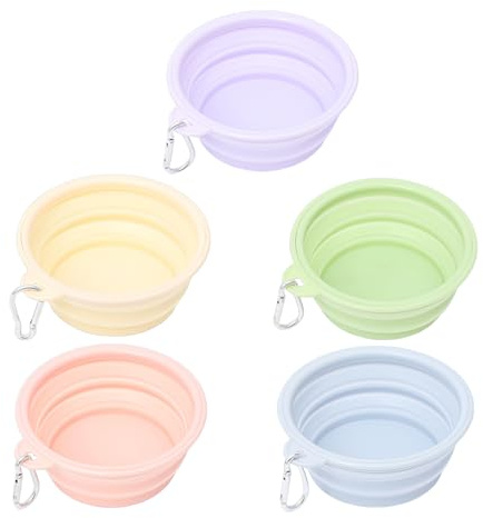 5 Cuencos Plegables Para Mascotas Con Cerraduras, Mini Cuencos De Silicona Para Perros, Cuencos Portátiles Para Gatos Y Herramientas Para Comer Al Aire Libre Para Mascotas.