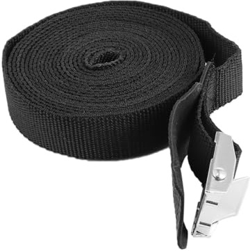 VICASKY 2pcs Kayak Cargo Binding Belt 4m Black Webbing Strap with Quick-Release Buckle for Outdoor Kayak Load Securing and Roof Rack Luggage Tightening