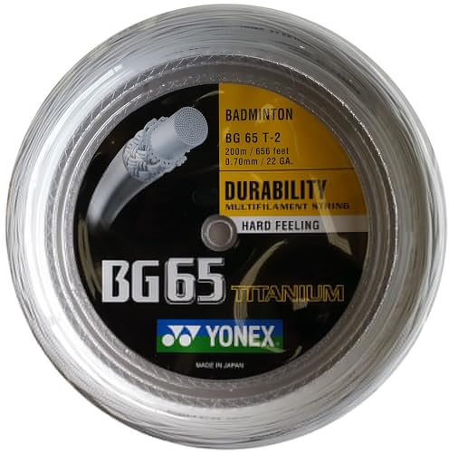 YONEX BG65TI Titanium Badminton String Coil 200M, Color- White