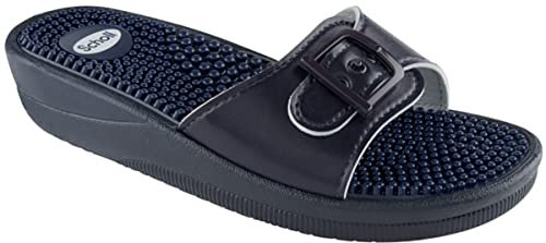 Scholl New Massage, Sandali Donna, Blu, 39 EU