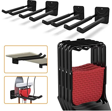 TORACK 4 Pack Garage Storage System Hooks, Heavy Duty Wall Mount Tool Organizer, Chair Hanger Garage Storage Utility Hooks for Car Tires, Ladders, Chairs, Strollers, Power Tools, Garden Tools