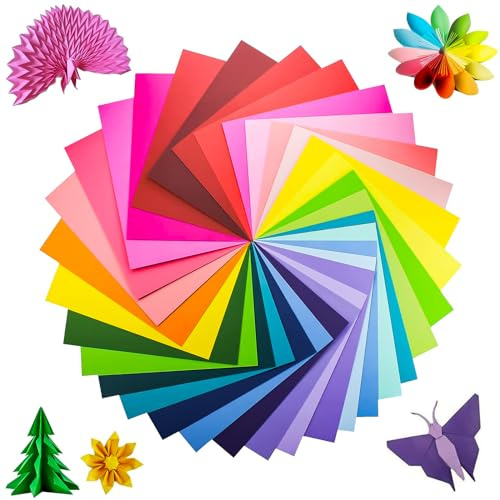 WOODFIB 100 Sheets Coloured Paper, 20 Colors A4 Origami Paper 70gsm Handmade Origami Paper Double Sided for Children's Art, Craft Activities, DIY Arts, School