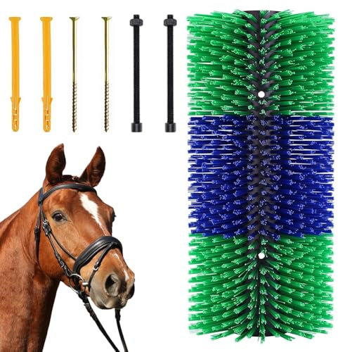 Kratzbürste Pferde für Vieh, Kuhbürste, Rinderkratzer, Pferdebürste und Mähnenbürste, Wurzelbürste für Pferdepflege, Massagebürste zur Linderung von Juckreiz für Haustiere wie Kühe, Schafe (1 Stück)