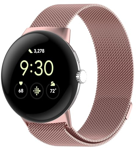 SUGARJAR Metallarmband kompatibelt med Google Pixel Watch 3 41 mm/2/1, magnetiskt ersättningsarmband för kvinnor och män