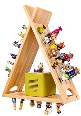 MIMONDO Magnetisches Tonie Regal stehend aus Holz für 60+ Tonies Hörfiguren I Tonieregal zum Hinstellen oder Wandmontage I Toniebox Regal für Mädchen und Junge