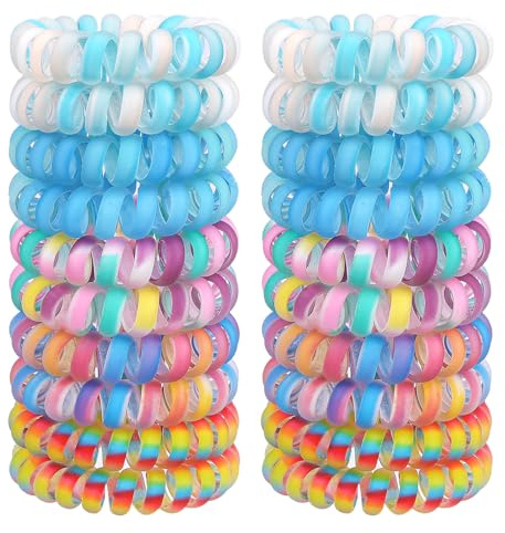 JessLab Cintas Elásticas en Espiral Pequeñas, Pack de 20, Accesorios para el Pelo Duraderos e Impermeables, Ligas para Mujeres, Sin Daño, Aptas para Todo Tipo de Cabello, Mezcla Color 1