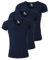 Young & Rich Herren Uni T-Shirt mit extra tiefem V-Ausschnitt Slimfit Stretch Dehnbare Passform einfarbiges Basic Shirt - 3er Pack, Grösse:XXL, Farbe:Dunkelblau