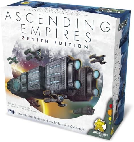 Strohmann Games, Ascending Empires, Kennerspiel, Brettspiel, 1-4 Spieler, ab 10+ Jahren, 60-90 Minuten, Deutsch, Grau, Blau, Grün