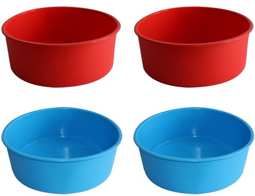 zswell 4Pcs Round 6 inch Silicone Cake Moulds,Baking Tools,Silicone Baking Pans,Anti Stick Quick Release Cake Moulds,Make Cheesecake,Chocolate Cake,Lasagna,Brownie Cake,Pudding Cake Moulds