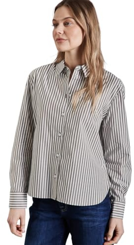 STREET ONE Blusa de Rayas para Mujer, Marrón Muddy Brown, 46