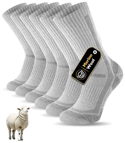 SockWaddles Calze Trekking In Lana Merino Uomo Donna, Acolchati Traspiranti Calzini, Ideali Per Trekking Running Lavoro Ciclismo Escursionismo 3 Paia