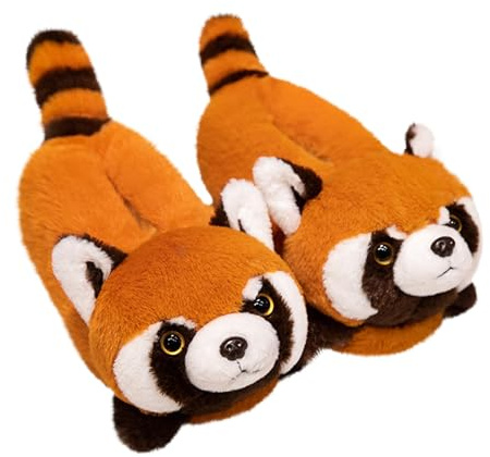 Vuggdt Pantofole in peluche a forma di panda, divertenti pantofole pelose a forma di animale da donna, pantofole invernali calde per la casa, pantofole comode da infilare per interni ed esterni, Panda