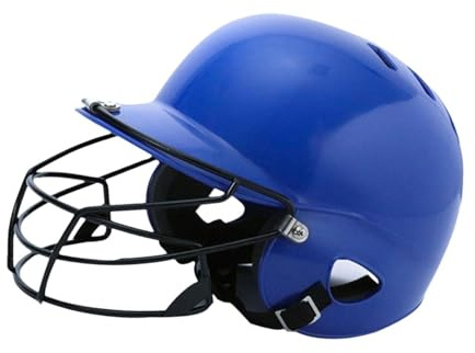 Fenteer Casco da Baseball con Maschera Facciale, Ammortizzante per Bambini, Casco da Softball Traspirante, Protezione per Le Competizioni di Gioco, Blu