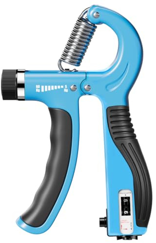 Adjustable Hand Gripper with Smart Counter, 5-60kg Resistance Grip Strength Trainer for Sports and Fitness