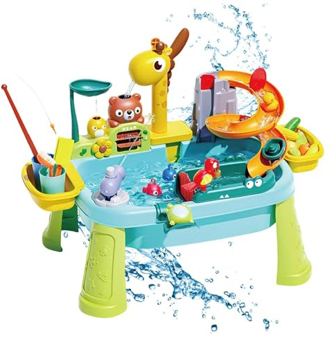 Tavolo da Gioco Acquatico Giraffe - Giocattolo Interattivo con attività di Spruzzi di Rubinetto, Stazione 'Acqua per L'apprendimento Sensoriale, Set da Gioco Portatile All'aperto | Adatto Ai Bambi