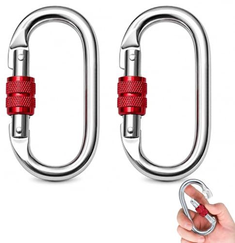 Mosquetones Acero Inoxidable, Mosquetón de 25 KN, en Forma de O, para Cargas Pesadas, Acero Inoxidable, 2500 kg, Capacidad de Carga, mosquetón para Escalada, para Yoga, Hamaca, Camping, Columpio