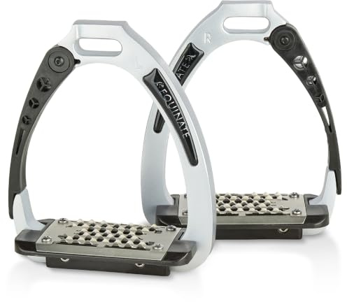 Equinate Velocity Lot de 2 étriers de sécurité en aluminium léger avec bras de sécurité et surface antidérapante en acier inoxydable pour adultes et enfants Argenté 12 cm