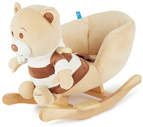 Bieco 74004003 - peluche a dondolo Bubu orso, marrone, per bambini sedia a dondolo, sedile e schienale, altalena peluche per neonati e bambini di circa 60 x 30 x 50 cm