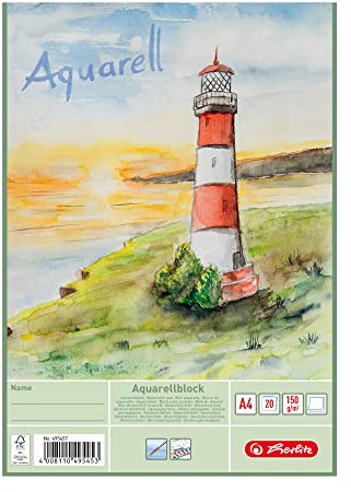 Herlitz 495457 Aquarellpapier, Aquarellkarton, A4, 150 g/qm, 20 Blatt (3er Pack, nur Blöcke)