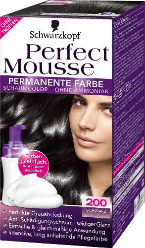 Schwarzkopf Perfect Mousse permanente Farbe Stufe 3, 200 Schwarz, 2er Pack (2 x 93 ml)