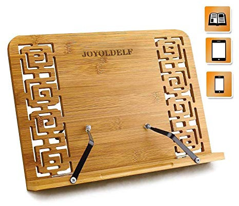 Joyoldelf Leggio per Libri Legno - Leggio da Tavolo per Libri, Supporto Leggio da Letto Bambù, Leggio da Scrivania, Porta Libro Accessori Libri Reggi Libro per Leggere Studio Spartiti Tablet Cucina