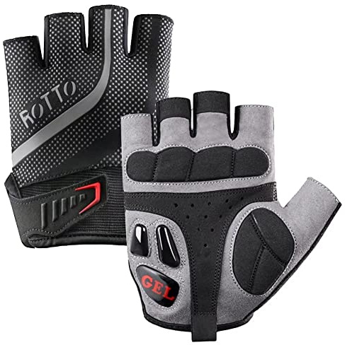 ROTTO Guantes Ciclismo Guantes MTB Medio Dedo para Mujer Hombre con Gel y SBR Acolchado