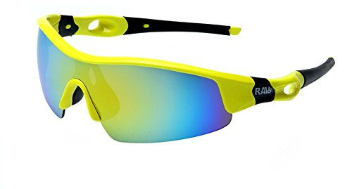 Ravs Raccykelglasögon, cykellampor, cykelglasögon sportglasögon solglasögon, gravelbike (neon yellow- fullt speglad glas)