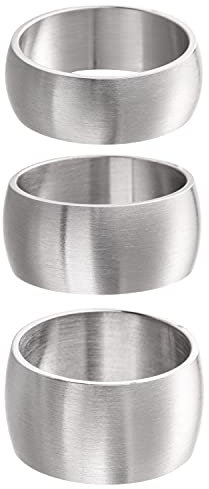 meditoys · Anillo de acero inoxidable para hombre y mujer · Anillo de banda de 8,10 o 12 mm de ancho · Plata mate/cepillado o plata pulida brillante