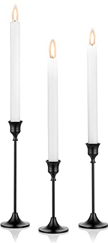 NUPTIO Black Candle Holder for Halloween: Aluminum Taper Candleholders