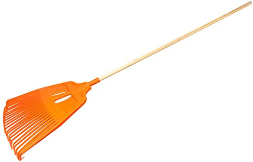 KOTARBAU® Rastrillo de plástico Resistente, 27 púas, Rastrillo de Hojas, Rastrillo de Abanico, Rastrillo de jardín con Mango de Madera, Rastrillo Triangular, Rastrillo para césped, Rastrillo Escoba