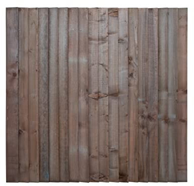 Premium Closeboard Fence Panel - Heavy Duty Vertical Feather Edge Fence Panels (Height 6ft (180cm) Without Capping - Brown)