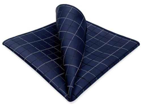 S&W SHLAX&WING Pañuelo de Bolsillo para Hombre 32x32 cm Cuadros Elegante para Traje y Etiqueta