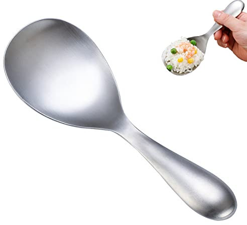 Cucchiaio da Riso in Acciaio Inox Antiruggine - Cucchiaio da Portata per Risotto Argento - Forniture da Cucina per La Casa e Ristoranti Dell'hotel (1 Pezzi)