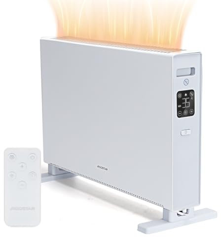 Aigostar EMBER - Termoconvettore elettrico a basso Consumo, Riscaldatore elettrico da 2000 Watt con LED Touch Control + Telecomando, radiatore con funzione Antigelo, 3 Livelli di Potenza e Timer 24h