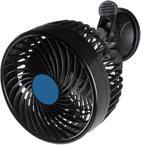 12V 24V 6 Zoll Auto Ventilator LKW Kühler Lüfter Leise stufenlose Geschwindigkeit 5 Blätter mit Saugnapf Windschutzscheiben Ventilator (12V)