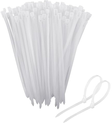 RAFIYU 200 Stück kabelbinder wiederverschließbar,5 x 200mm UV-beständig, lösbar und wiederverwendbar Halter für Kabelbinden in schwarz,Chemische resistenz set (White)