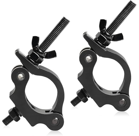 jindaaudio Black Clamps for Lights Stage Lighting Accessories（2pack), Lighting O Clamps, Quick Release Truss Clamp, 40mm-52mm Half Coupler Mounting Bracket, Stage Light Clamp