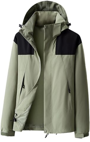 Ynport Crefreak Giacca Antipioggia da Uomo per Esterno Impermeabile Traspirante Antivegetativa Cappotto Antipioggia da Trekking con Cappuccio Staccabile e Tasca con Cerniera
