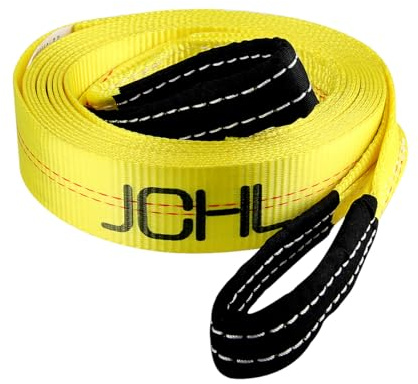 JCHL Recovery Abschleppgurt mit verstärkten Schlaufen, 5,1 x 6,8 m, strapazierfähig, 10,9 kg Bruchfestigkeit, Fahrzeug-Wiederherstellungsseil, Verwendung für Notfall-Abschleppseil, Baumschutz,