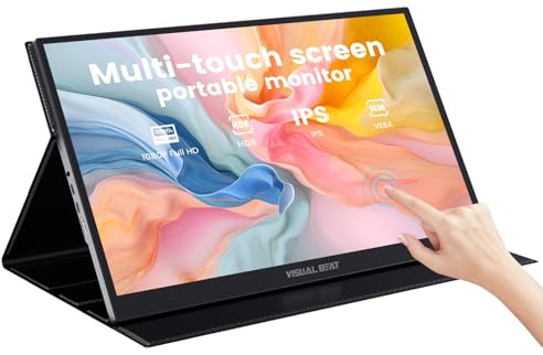 Visual Beat Portable Monitor Touch Screen 15.6'' 1080P USB-C HDMI Computer Display HDR IPS Eye Care Screen 100% sRGB with Smart Cover, Dual Speakers for Laptop PC Mac Phone PS4/5 Xbox Switch